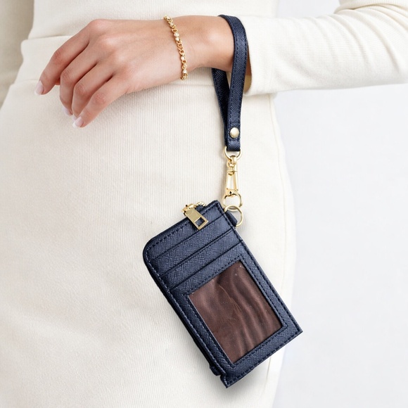 Lionel Handbags - Lionel Navy Blue Slim Card Holder & Zip Wallet